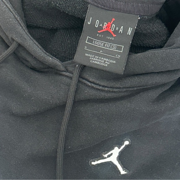 Jordan Brooklyn Fleece Cropped Loose Fit Logo Hoodie in Black Women’s Small - Picture 6 of 8